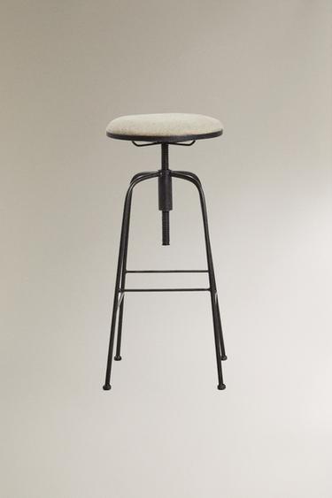 TABURETE ALTO GIRATORIO LINO - Negro / Crudo de Zara