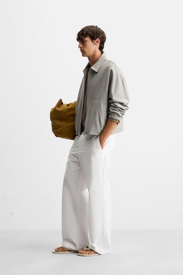 BLOUSON STRUCTURÉ LIN ET COTON - Verdâtre de Zara - Image 3
