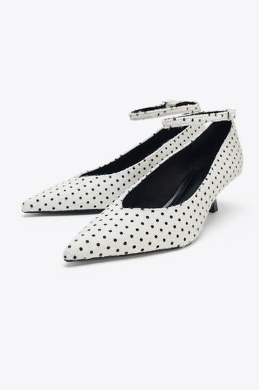 POLKA DOT LEATHER AND SHEEPSKIN HEELED SHOES - white de Zara - Image 3