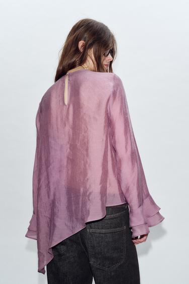 TOP À VOLANTS ASYMÉTRIQUE - Mauve de Zara - Image 4