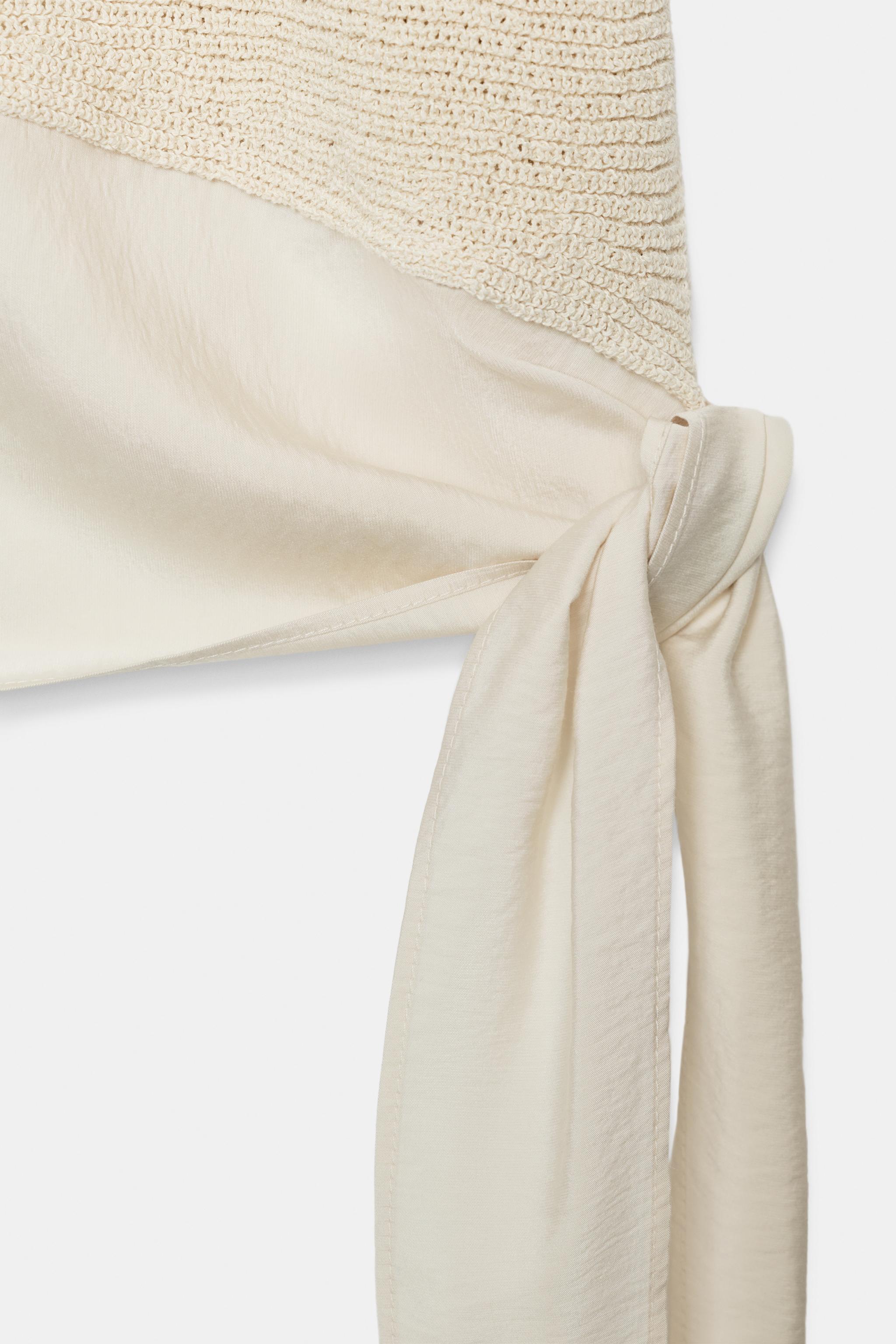 Женские свитеры Zara COMBINED KNIT TIE TOP — фото 8