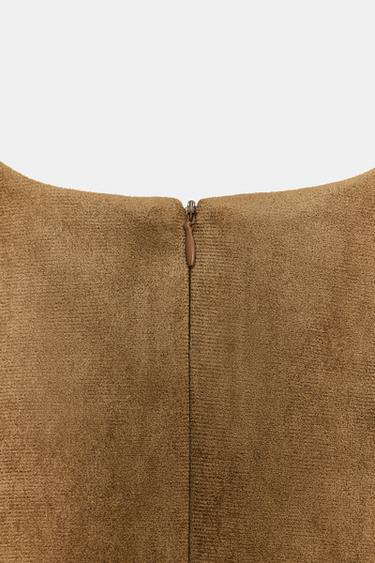 FAUX SUEDE TOP - Mid-camel by Zara - Image 7