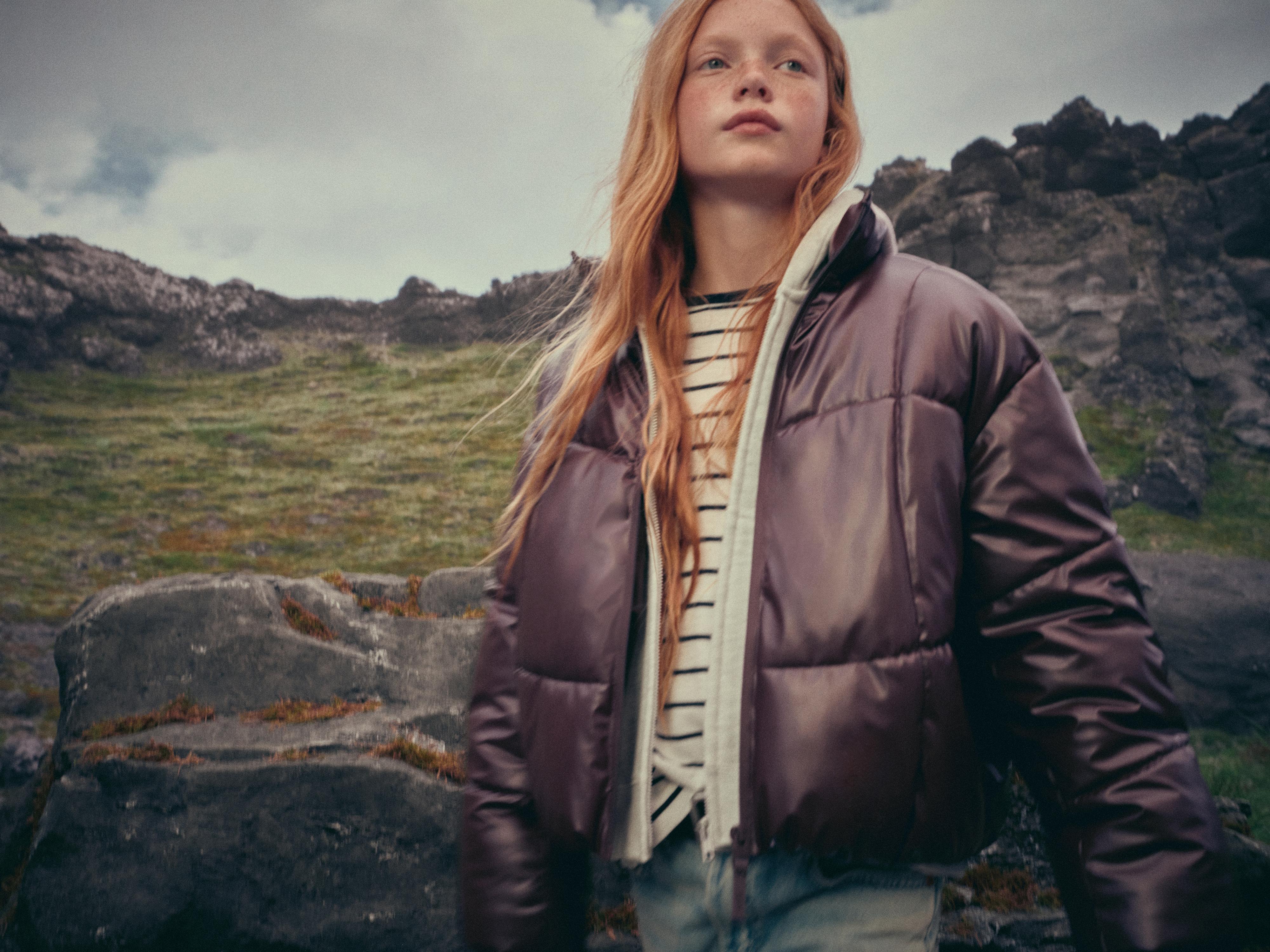 WATER-REPELLENT RUBBERIZED PUFFER JACKET — Brown