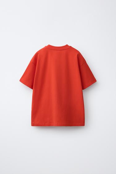 T-SHIRT À INSCRIPTION IMPRIMÉE - Rouge de Zara - Image 1