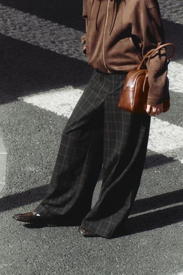 Zara 皮革保齡球包 - 深棕黃色