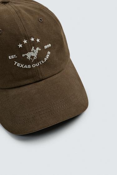 CONTRAST EMBROIDERED CAP - Brown by Zara - Image 5