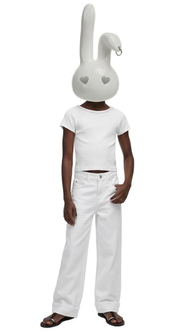 BARREL JEANS WITH TURN-UP HEMS - White by Zara