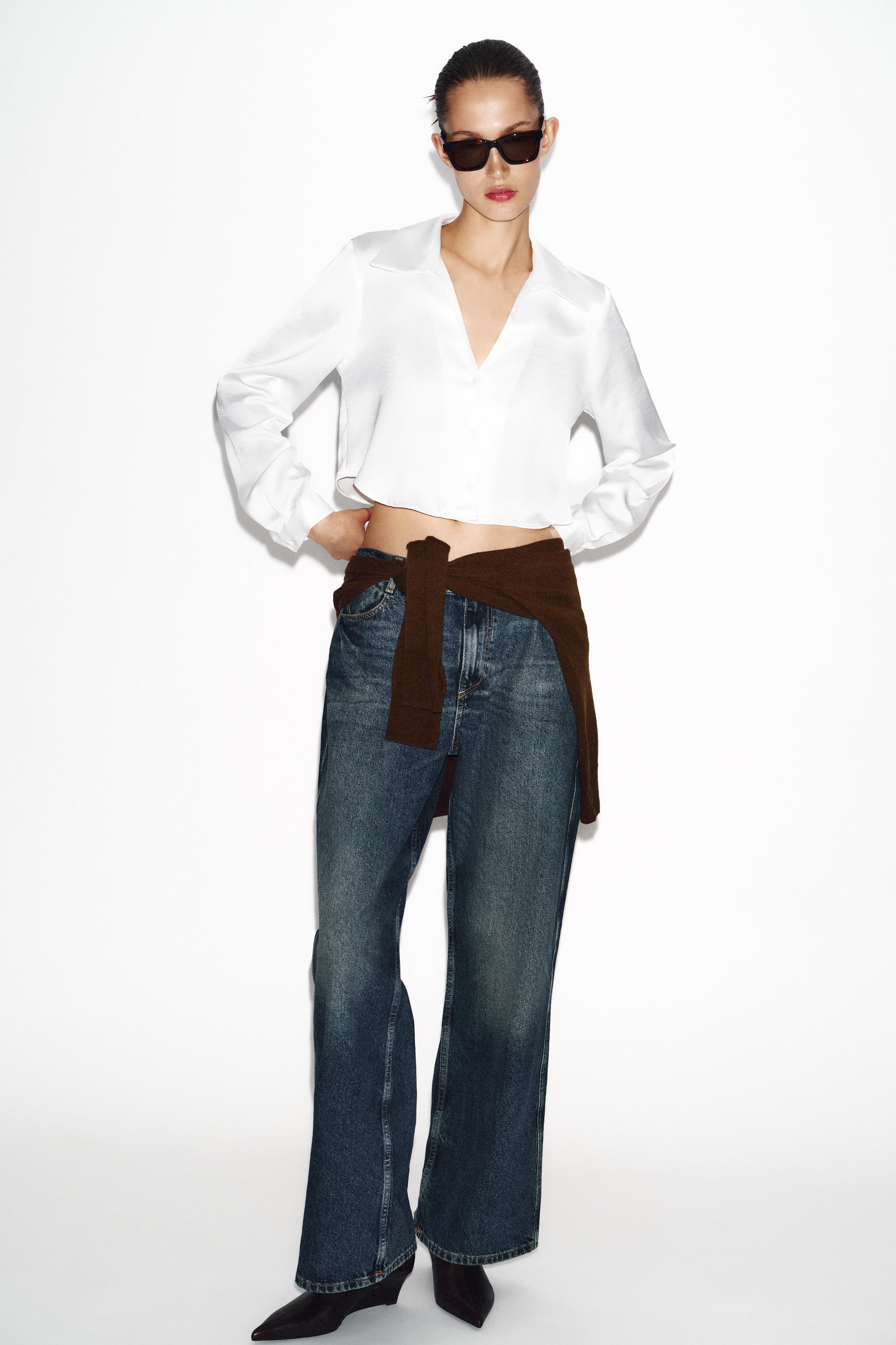 CROPPED SATIN EFFECT SHIRT - White | ZARA United States