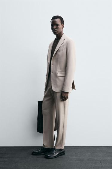 SLIM FIT SUIT BLAZER - Sand / Marl by Zara - Image 3