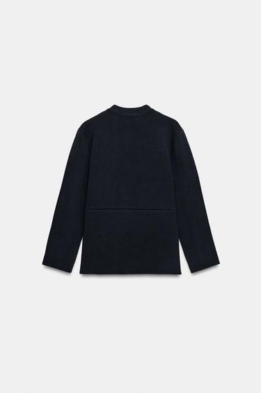 PEPLUM CARDIGAN WITH GOLD BUTTON - Navy blue by Zara - Image 7