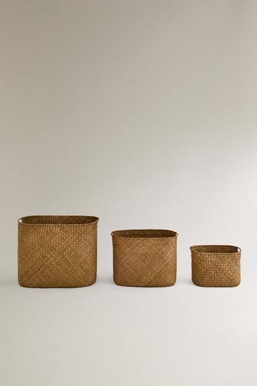 ハンドル付きオーバルバスケットライトベージュ0Zaraのハンドル付きオーバルバスケット - ライトベージュ - 画像 0