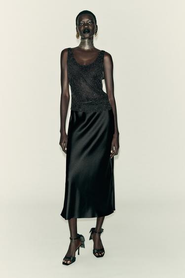 Zara METALLIC THREAD TOP - Black - Image 0