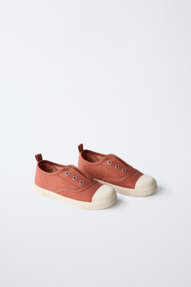 ELASTIC COTTON SNEAKERS - Rust Orange by Zara - Image 1