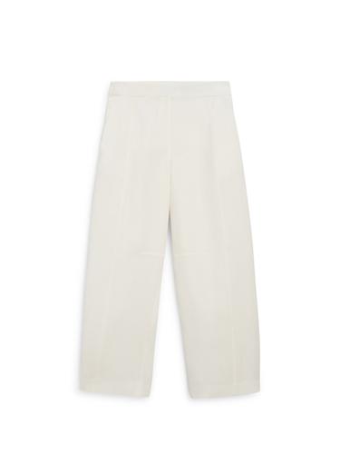 Zara Linen barrel fit trousers - Oyster-white