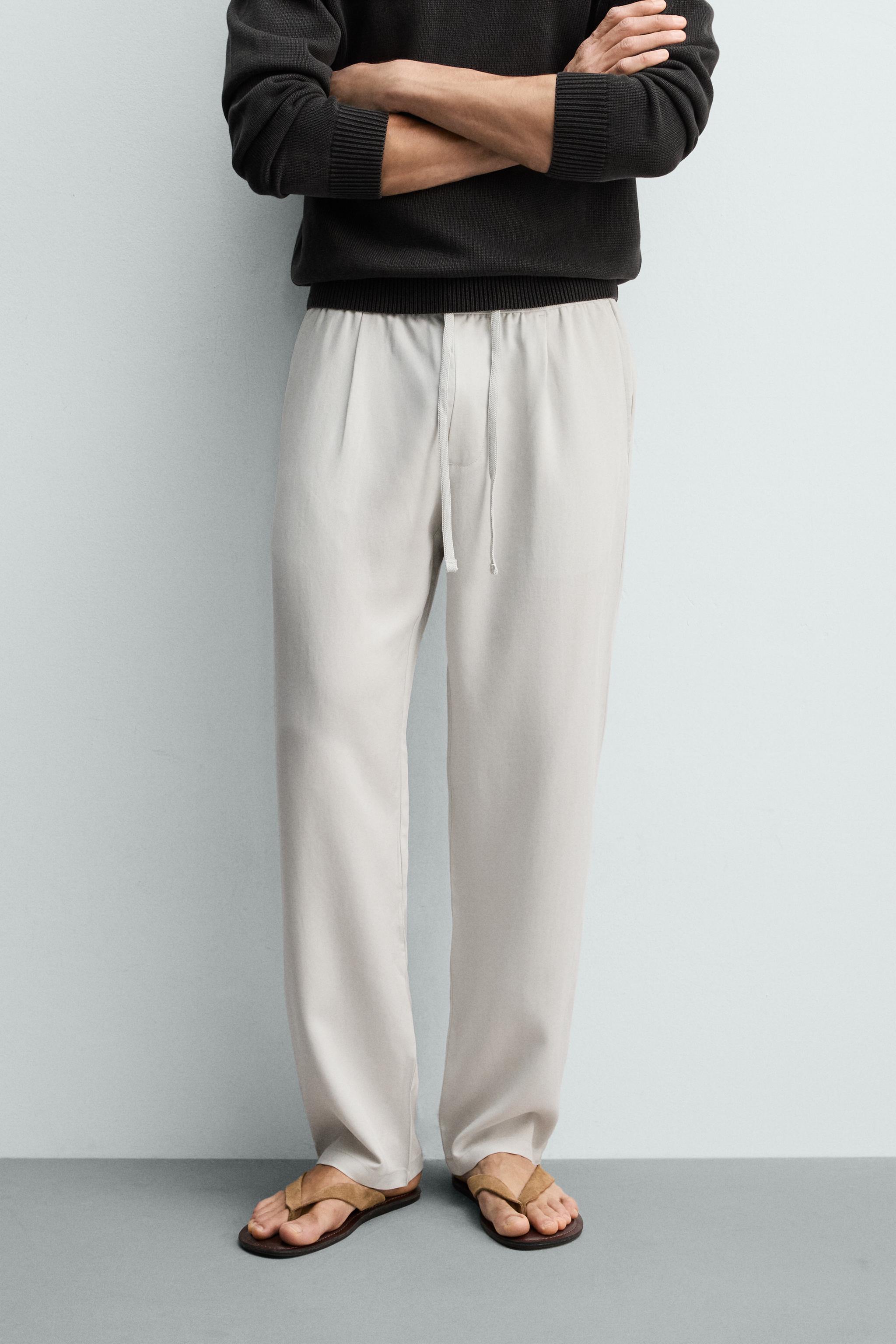 100% LYOCELL RELAXED FIT PANTS — Pearl gray