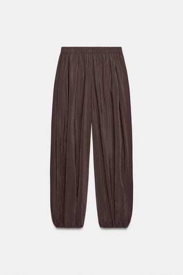 PANTALON BOUFFANT À TAILLE ÉLASTIQUE - Marron de Zara - Image 6