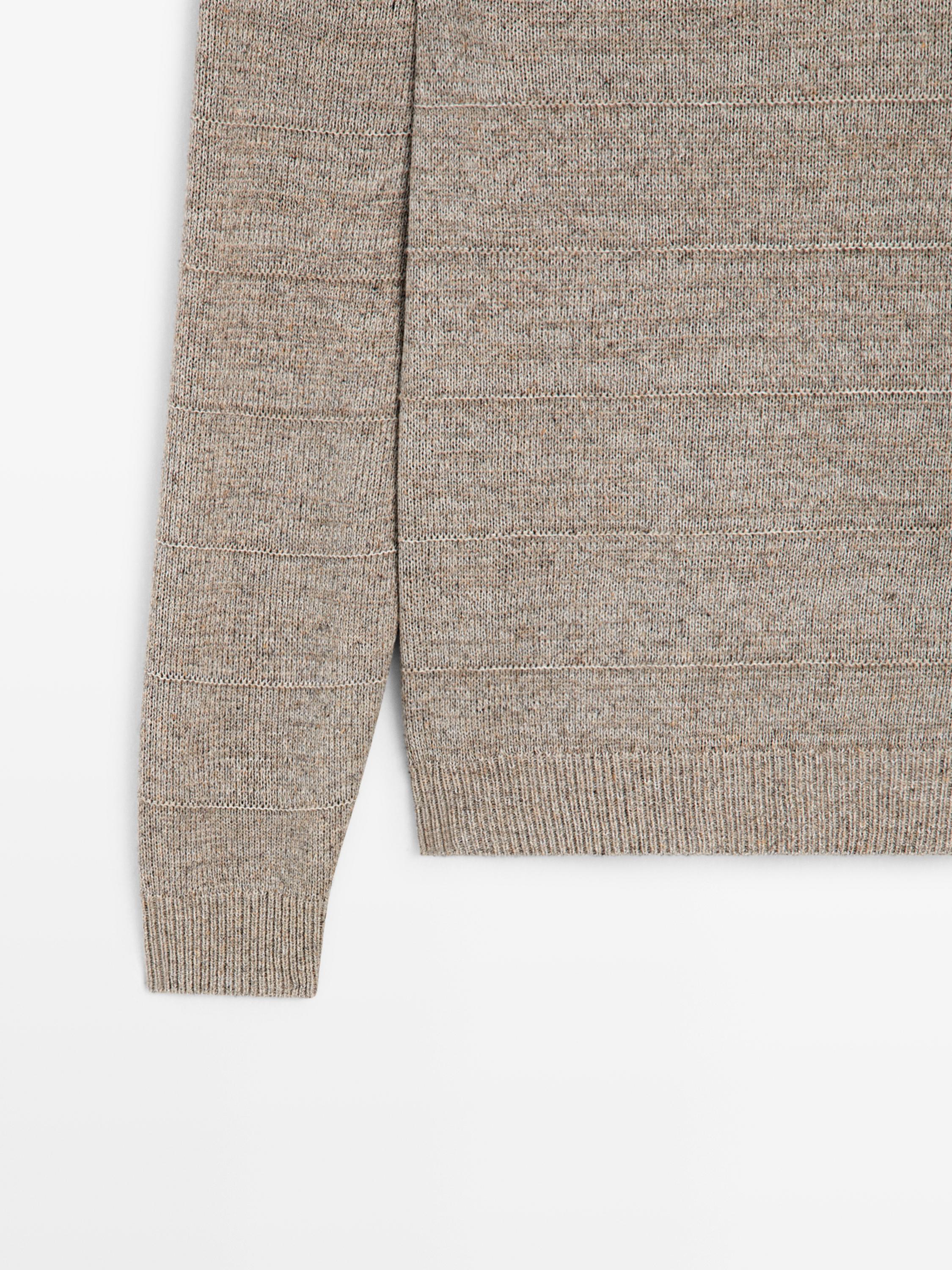 Striped knit crew neck sweater