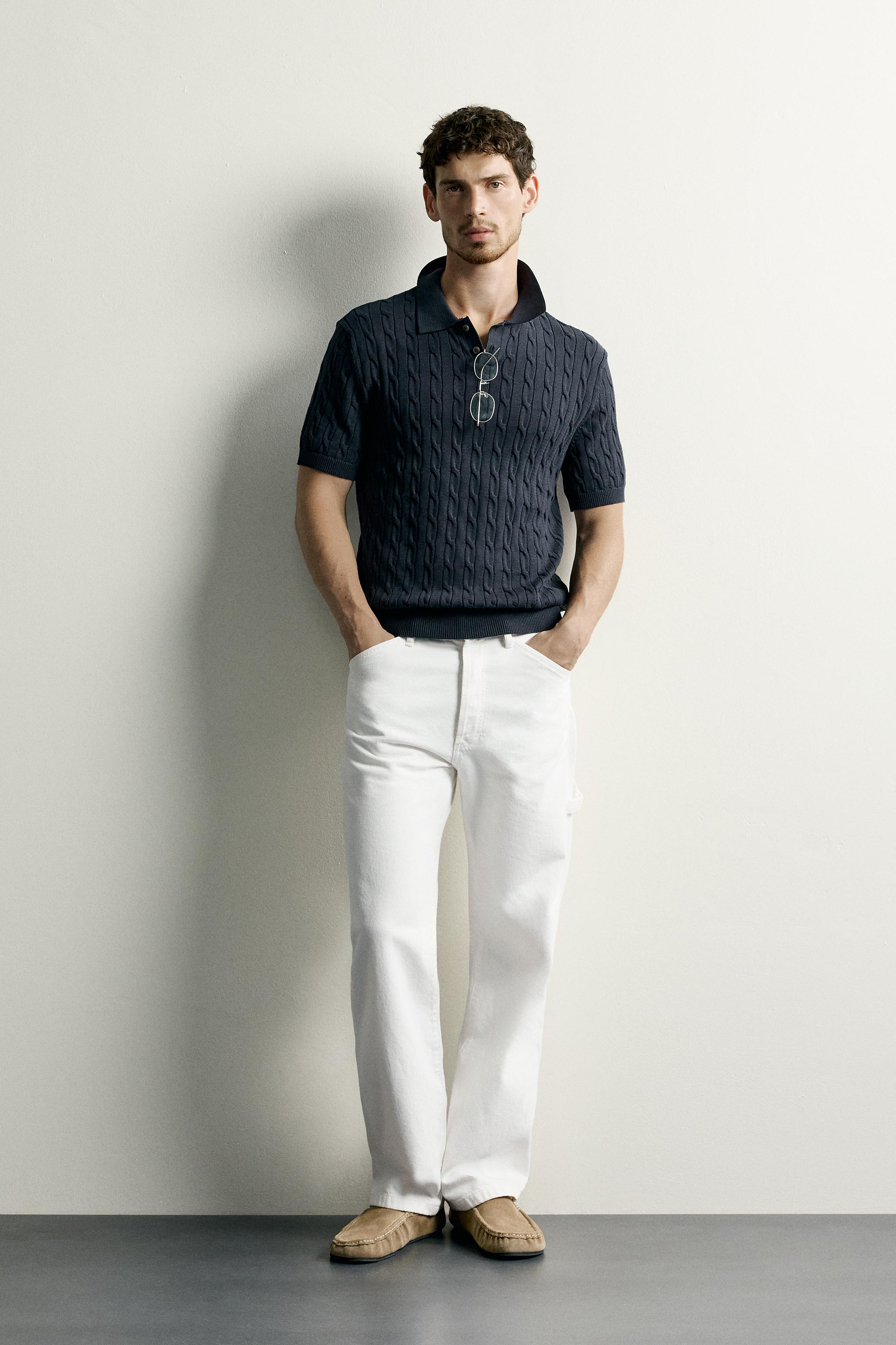 Zara ÖRGÜ DOKULU TRİKO POLO T-SHIRT