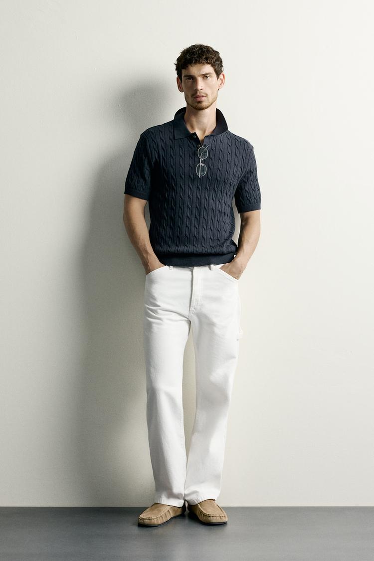 CABLE KNIT POLO SHIRT