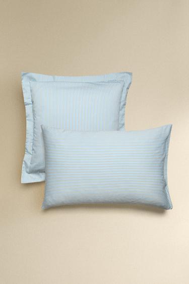 STRIPED FADED SATEEN PILLOWCASE (300 THREAD COUNT) - Blue by Zara