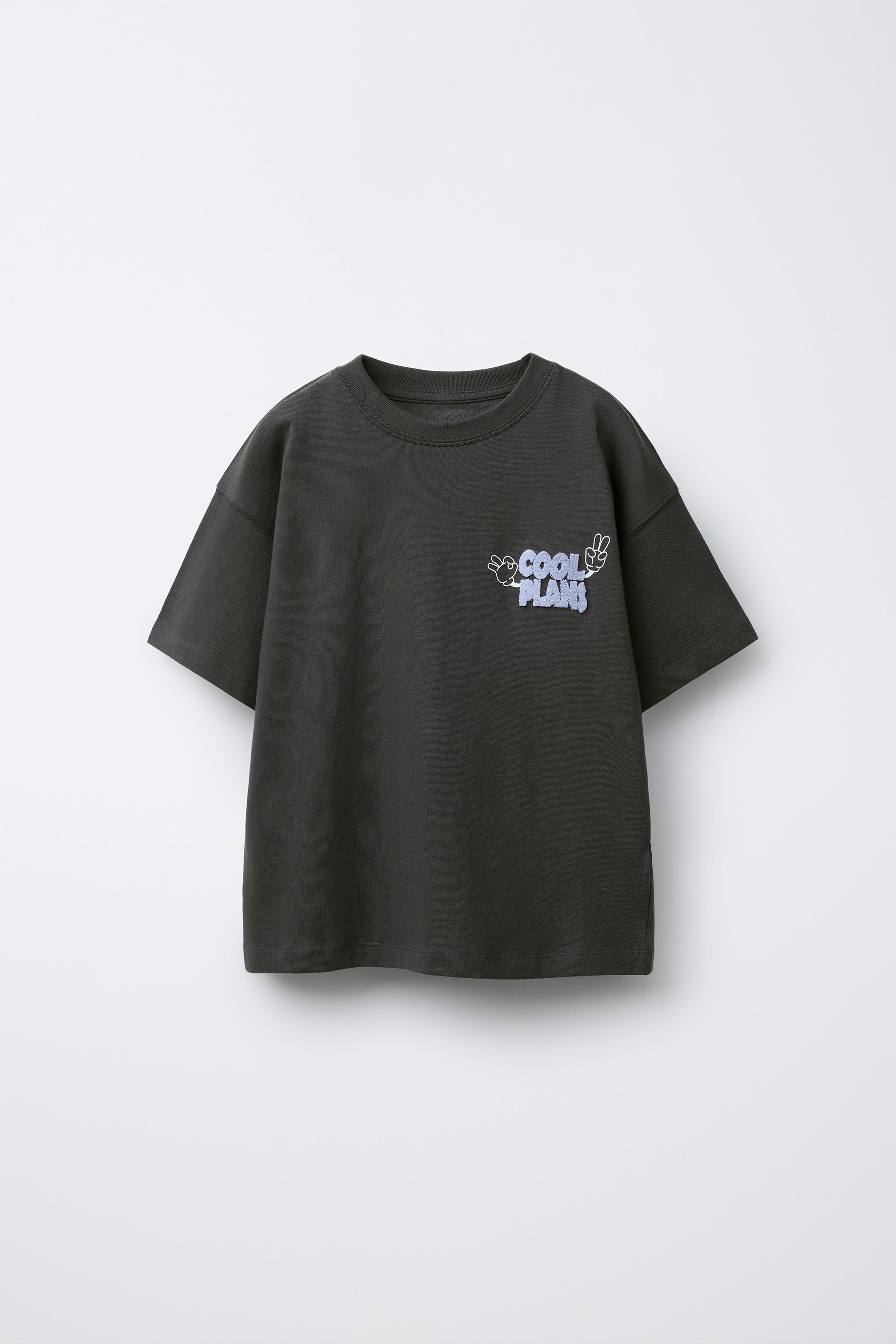 ★ドイツ発*ZARA*新作*SLOGAN レイズドパネルTシャツ/BLUE★ PLAIN SWEATSHIRT WITH EMBOSSED SLOGAN - Light blue | ZARA