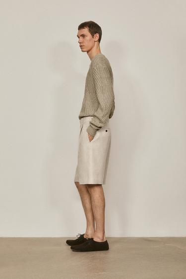 Zara Linen Bermuda shorts with darts - LIMITED EDITION - Beige