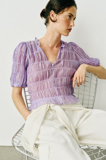 BLOUSE NID D'ABEILLE - Lilas clair de Zara - Image 2
