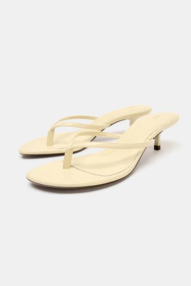 KITTEN-HEEL SANDALS - Vanilla Yellow by Zara - Image 3