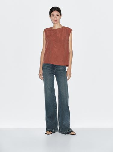 Zara Blouse with silver button fastening on the side - Reddish - Image 0