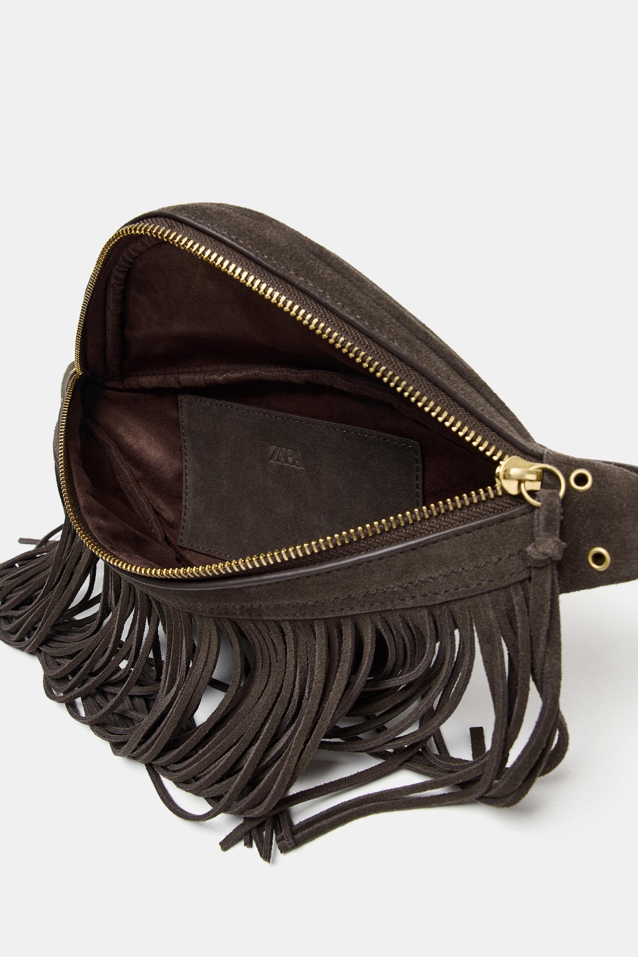Zara suede belt bag TEXTURED BELT BAG - Black | ZARA United States main image 4