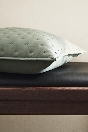 Zara QUILTED DOTTED PILLOW SHAM FOR QUILT - Green / Blue