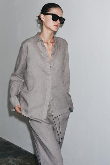 CHEMISE 100 % LIN COLLECTION ZW - Gris clair de Zara - Image 1