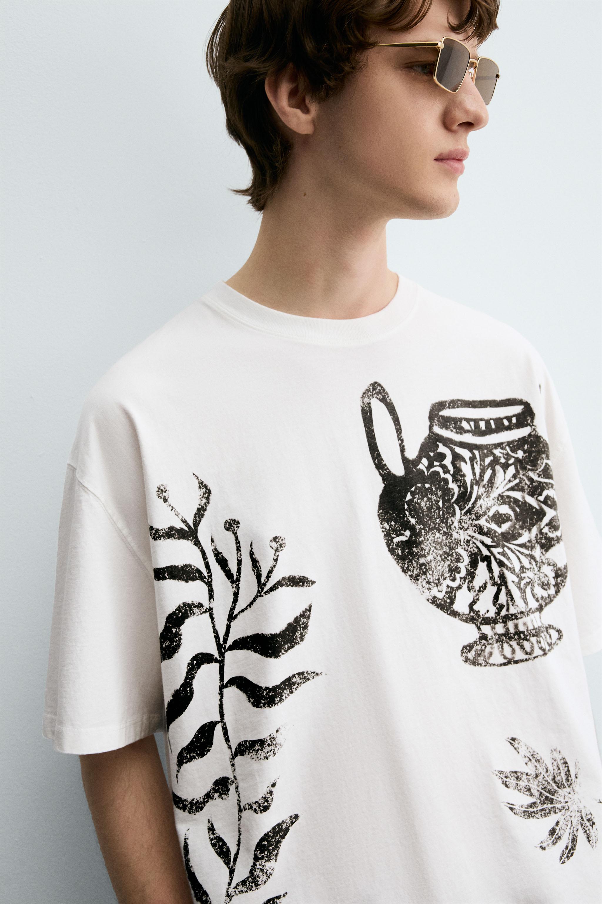 CONTRAST PRINT T-SHIRT - Ecru | ZARA United States