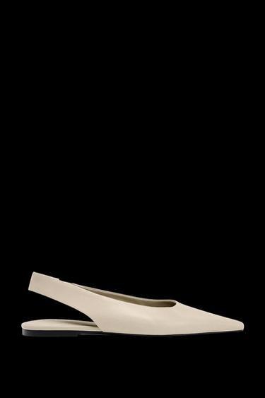 OFFENE BALLERINA AUS LEDER - Gebrochenes Weiß von Zara
