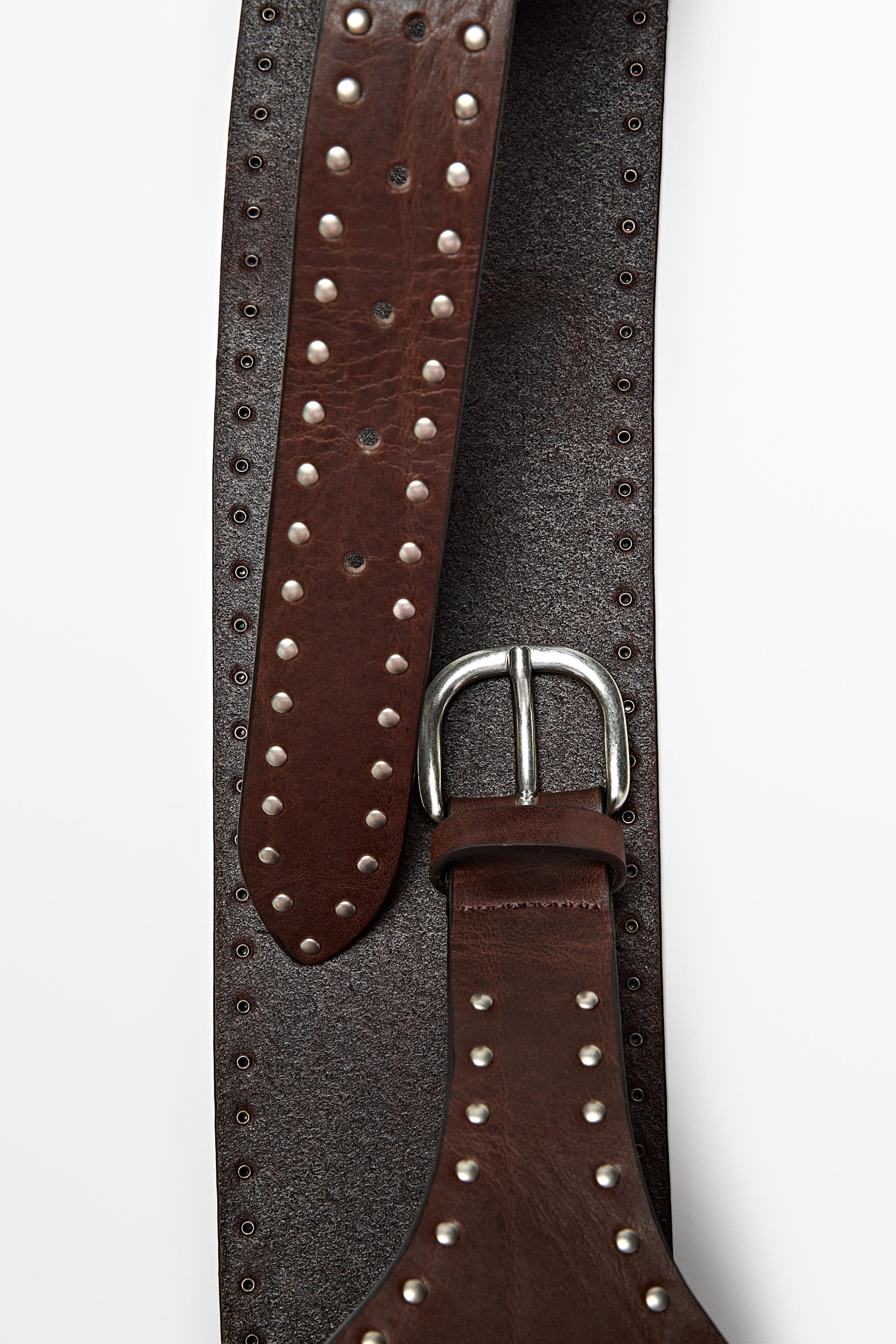 Nappa leather stud belt - Brown | ZARA United States