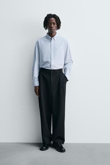 CAMISA OXFORD - Blanco / Celeste de Zara - Imagen 0