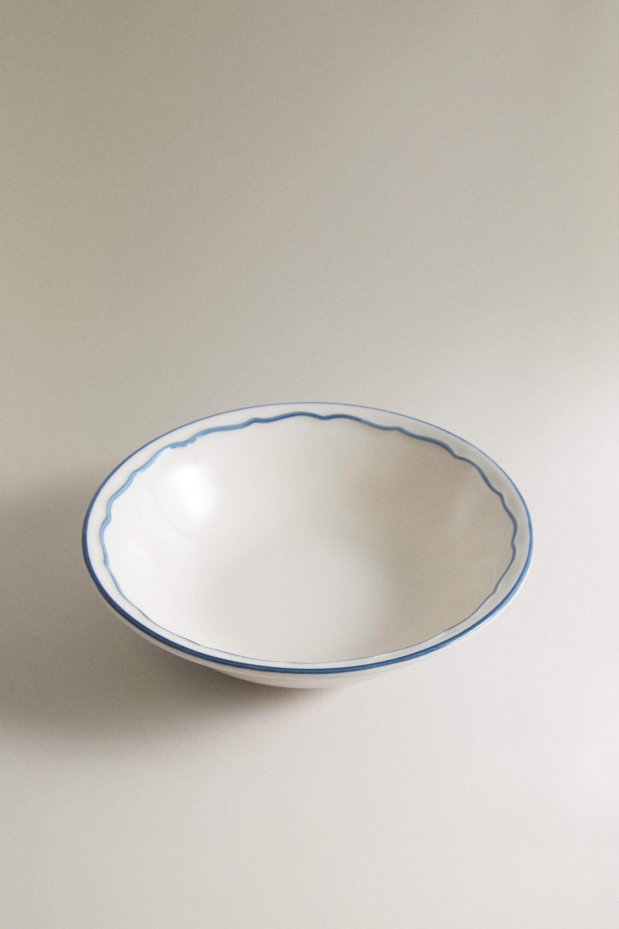 WAVY RIM EARTHENWARE BOWL — Blue (alternate view)