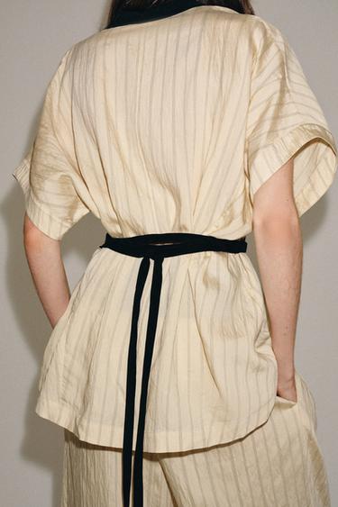 ZW COLLECTION STRIPED WRAP SHIRT — striped 2