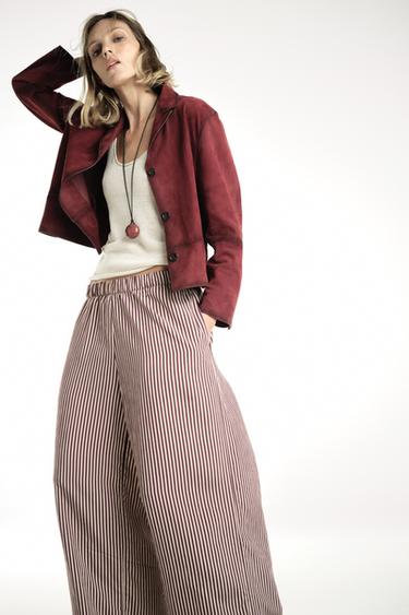 100% SUEDE LEATHER BLAZER - ZW COLLECTION LIMITED EDITION - Wine by Zara