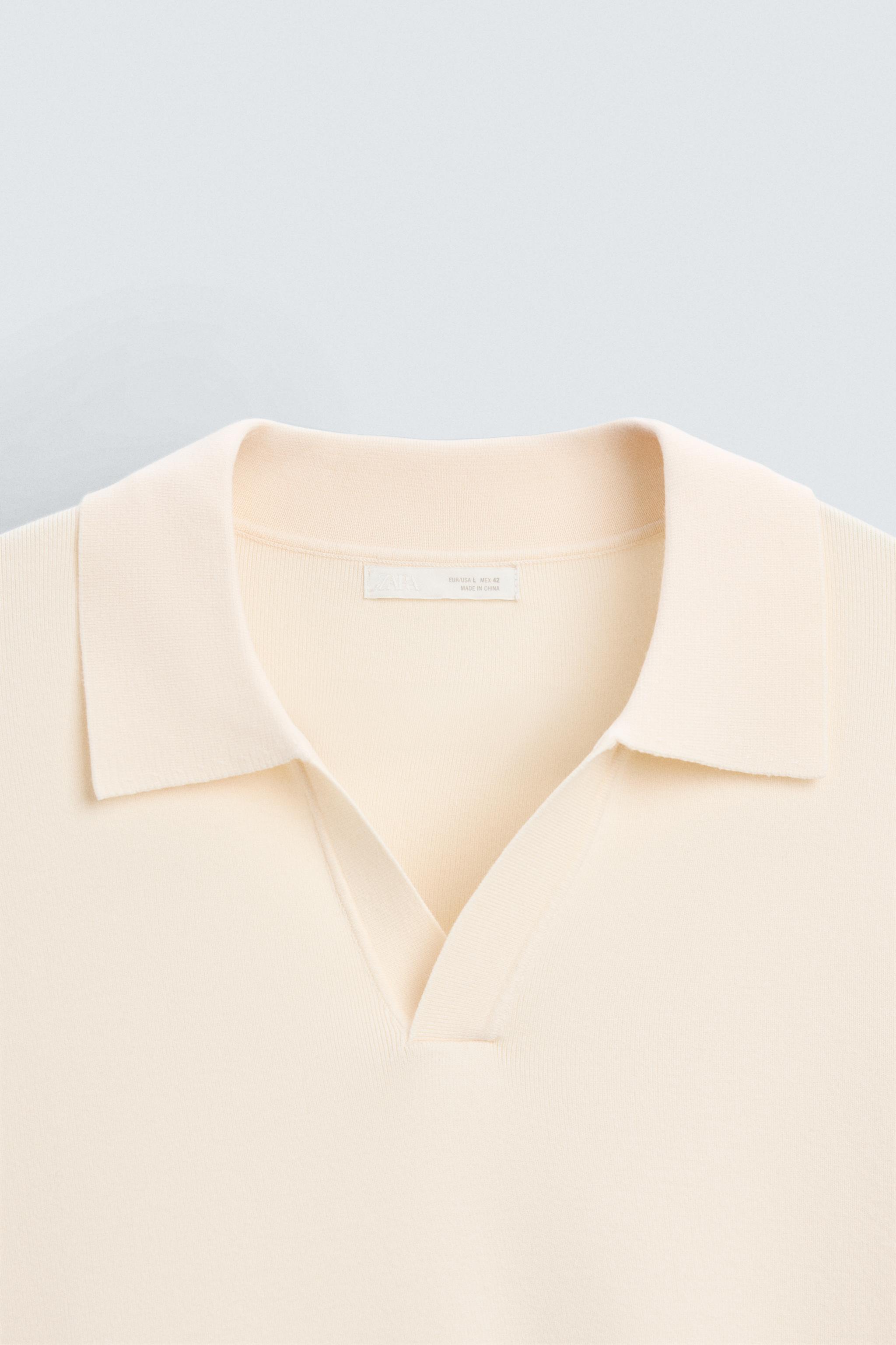 VISCOSE BLEND KNIT POLO SHIRT - Ecru | ZARA New Zealand