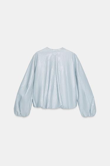 BLOUSA À EFFET MATIÈRE SYNTHÉTIQUE - Bleu ciel de Zara - Image 6