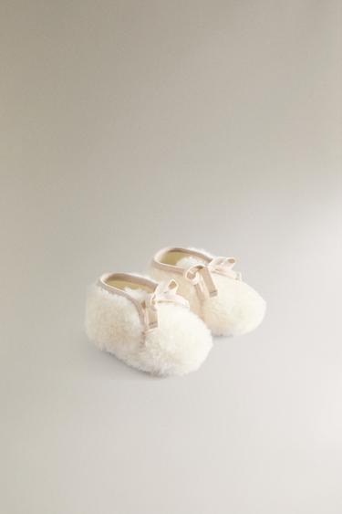 FAUX SHEARLING BOOTIES - Beige by Zara - Image 1