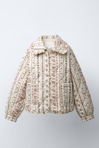 PRINTED PADDED JACKET - Light beige by Zara