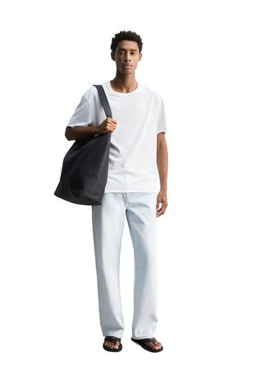 Zara LIGHTWEIGHT T-SHIRT WITH IRREGULAR FINISH - White