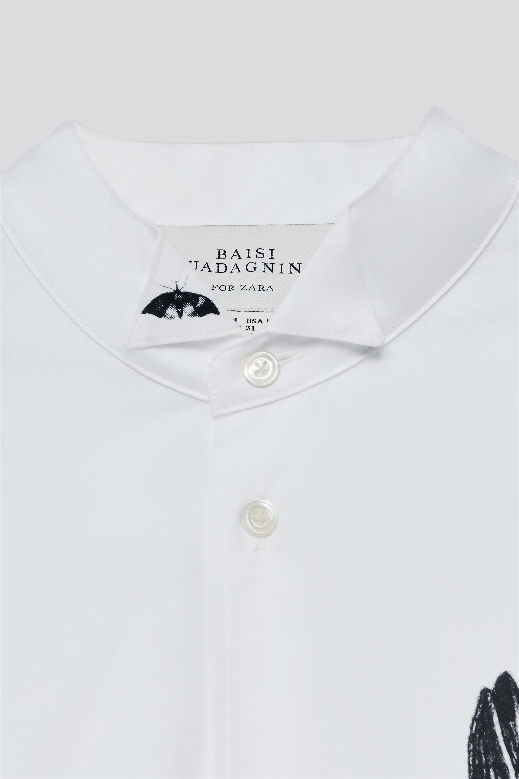 CONTRAST PRINT SHAWL COLLAR SHIRT - thumbnail 5