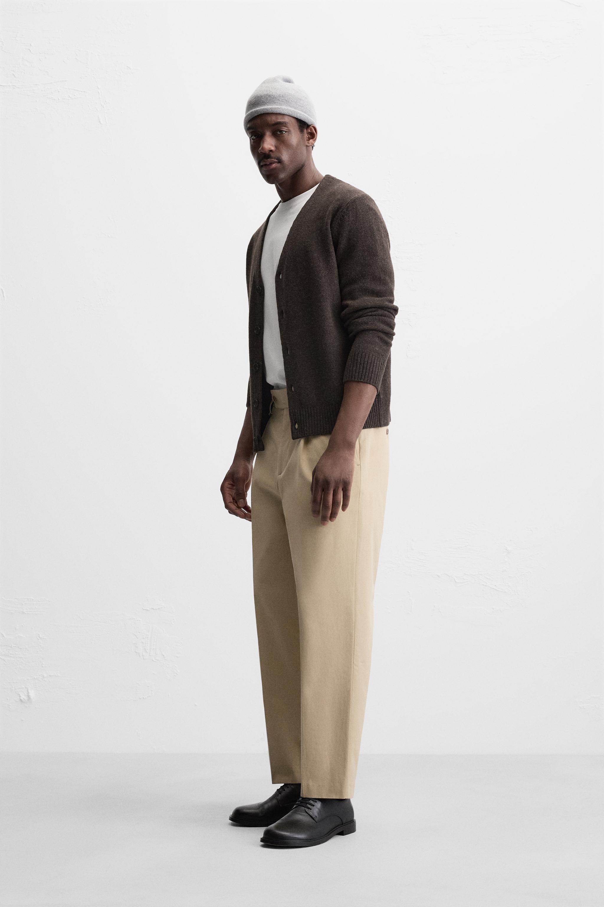プリーツ入りストレートフィットパンツ - エクリュ | ZARA Japan