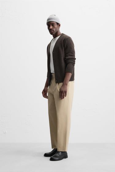 STRAIGHT-LEG PLEATED TROUSERS - Ecru by Zara - Image 3