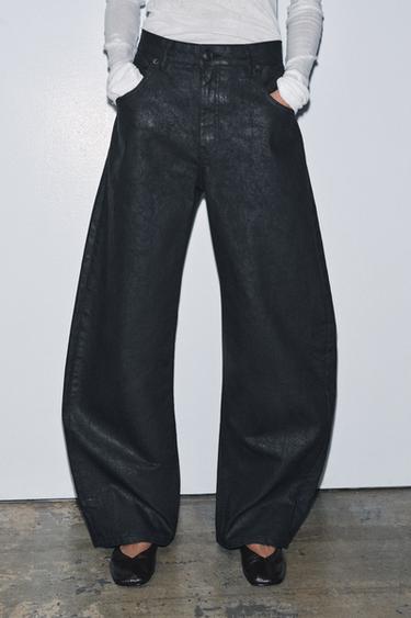 ΤΖΙΝ ZW COLLECTION BARREL CRAQUELADOS ΧΑΜΗΛΟΜΕΣΟ - Μαύρο του Zara