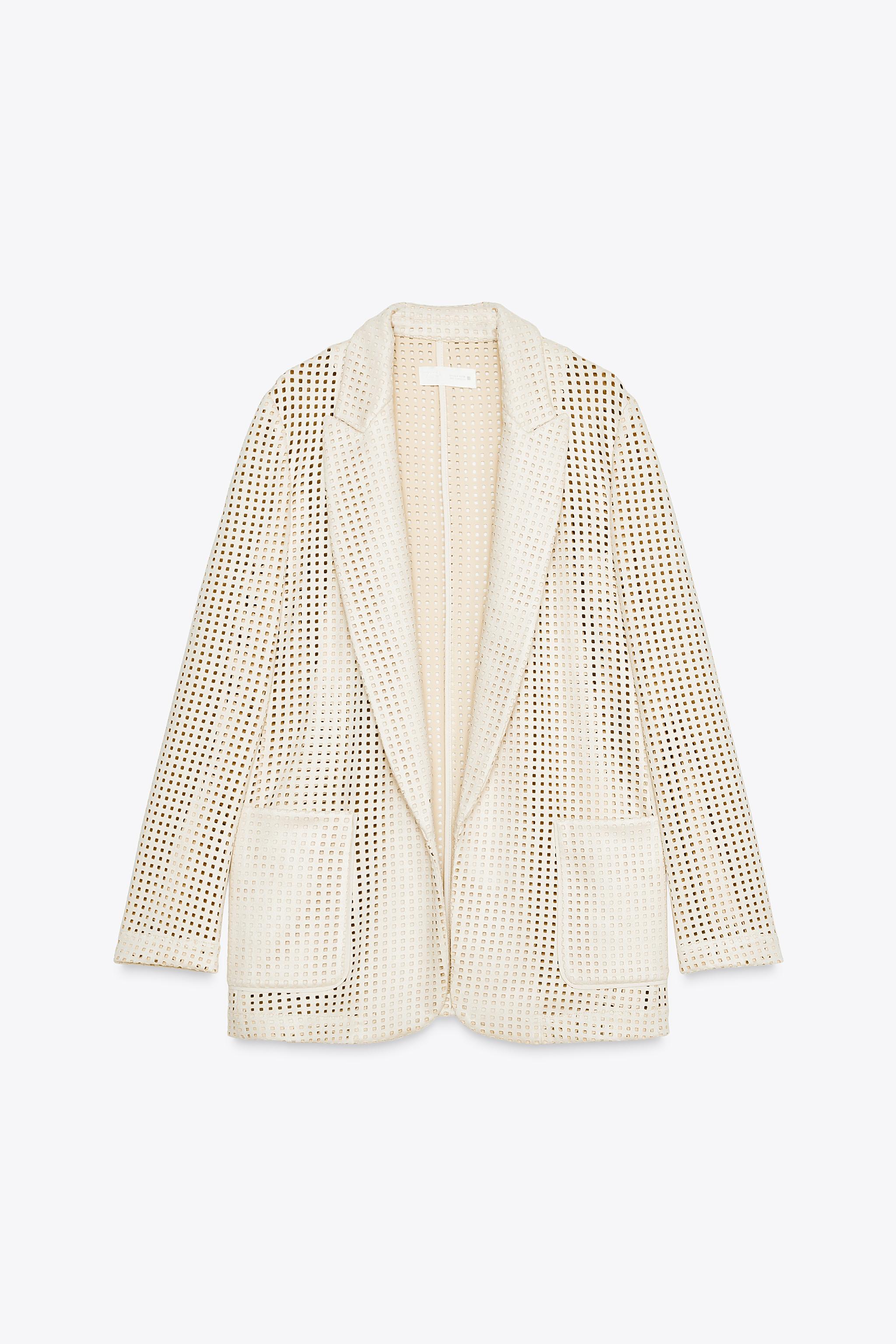 ZARA スエード風カットアウトブレザー 3296/924 FAUX SUEDE CUTOUT BLAZER - Ecru | ZARA United States