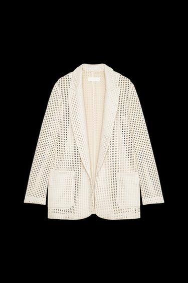 BLAZER MIT LOCHMUSTER IN WILDLEDEROPTIK - Cremefarben von Zara - Bild 0